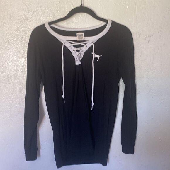Victoria secret long sleeve shirt black and white size XS - Picture 1 of 6